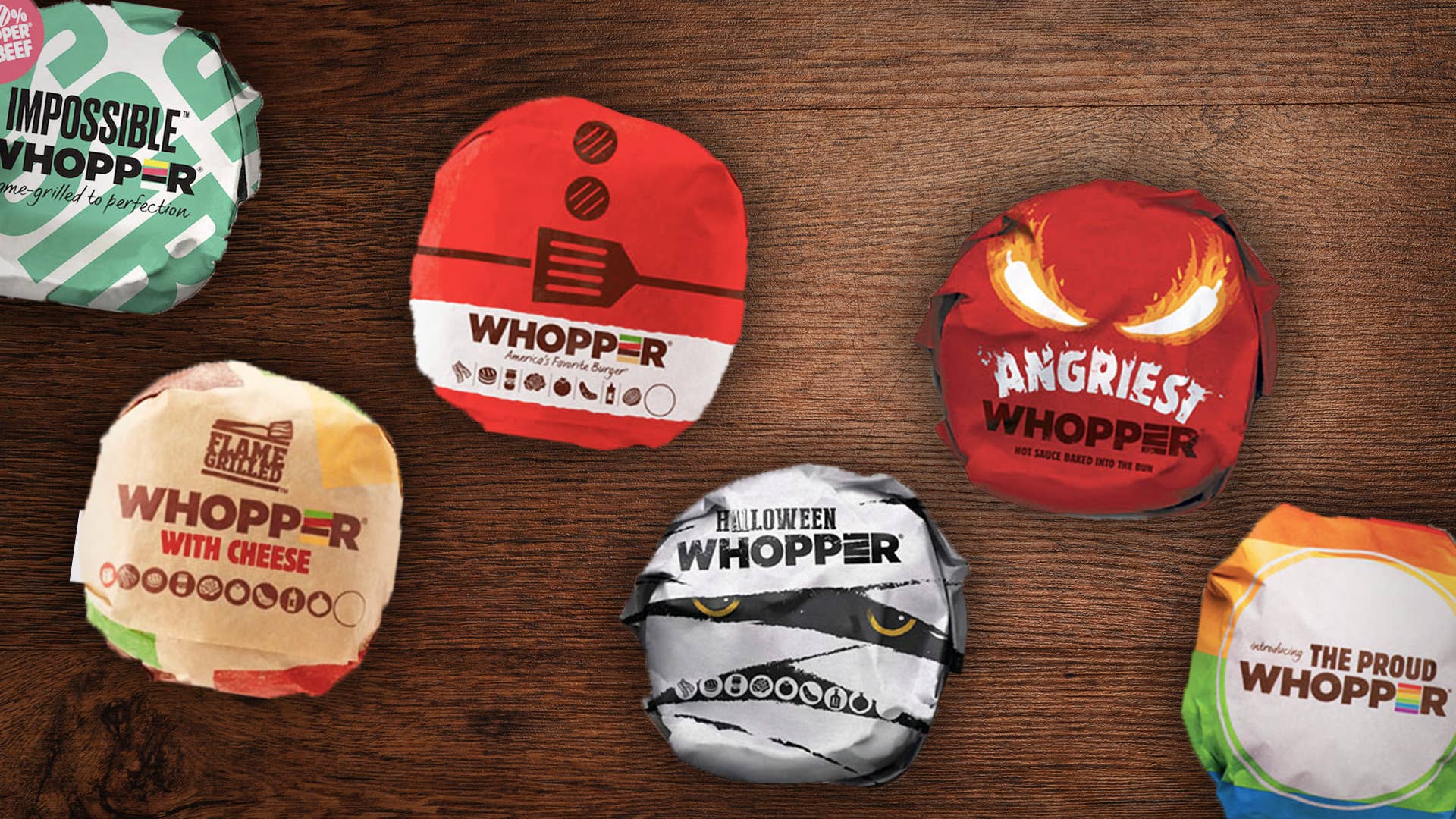 A group of Burger King special Whoppers. Lead.