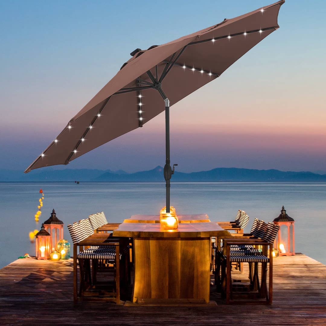 brylane walmart light for patio umbrella String Lights with 16 Color Changing and 12 Modes, Remote Control 104 Ultra Bright LED Beads Waterproof Battery and USB Operated with 8 Strings Patio Umbrellas Camping Tents Equipped with 32 LED lights that emit soft light Walmart is selling a 10-foot