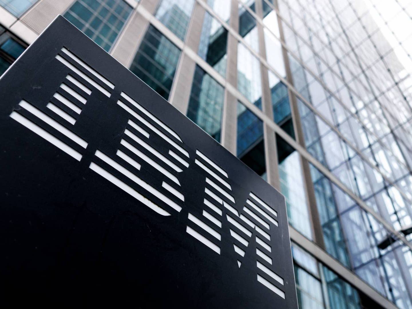 The IBM logo at the headquarters of IBM Germany