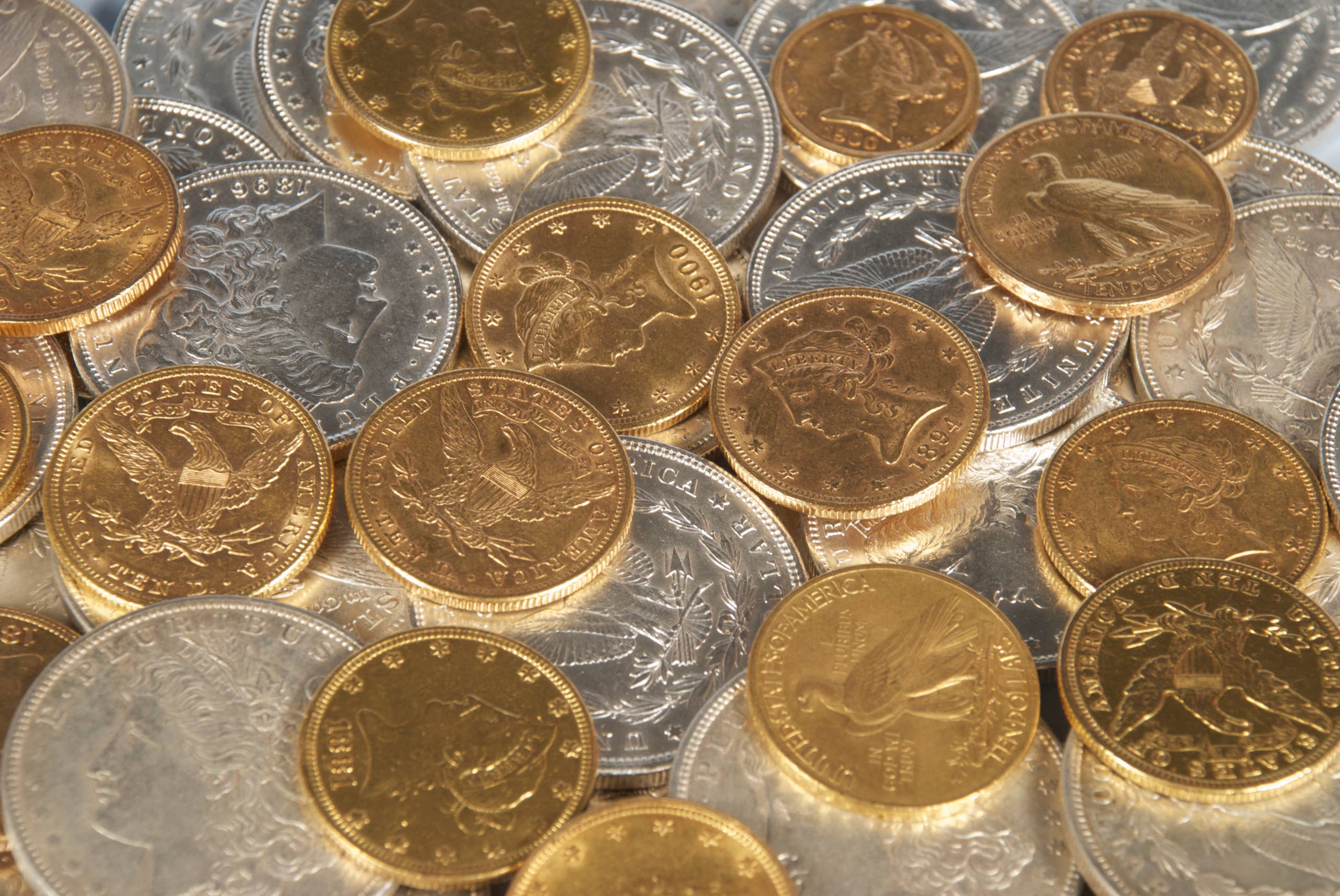 U.S. gold and silver coins.