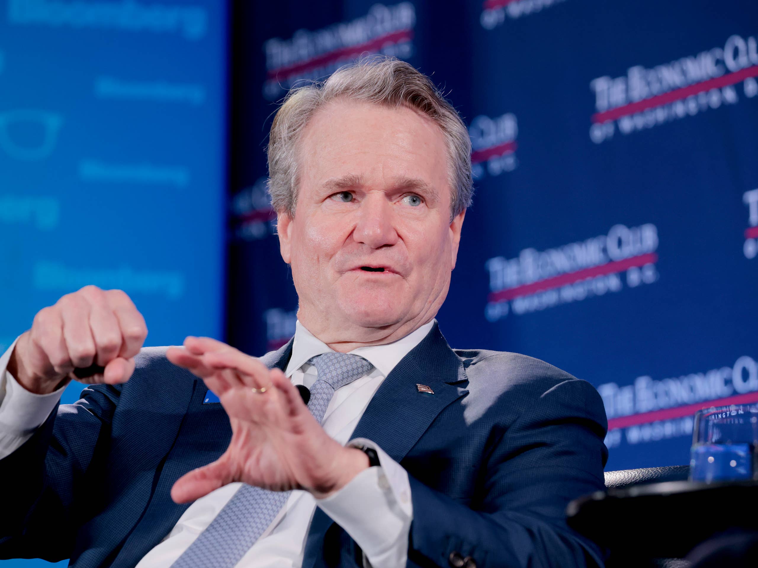 Bank of America Chairman and CEO Brian Moynihan discusses the U.S. economy, consumer health, interest rates, financial markets and the future of banking during an Economic Club of Washington event on February 25, 2025, in Washington, D.C.