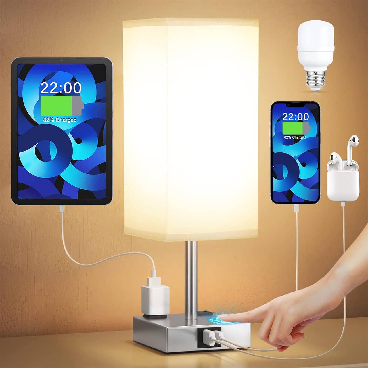 Amazon's touch table lamp with a built-in charging station is $19 ...