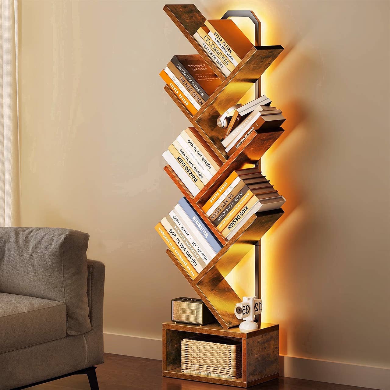 Led Tree Street Walmart has a 6-tier bookcase with a built-in light for $28 - TheStreet