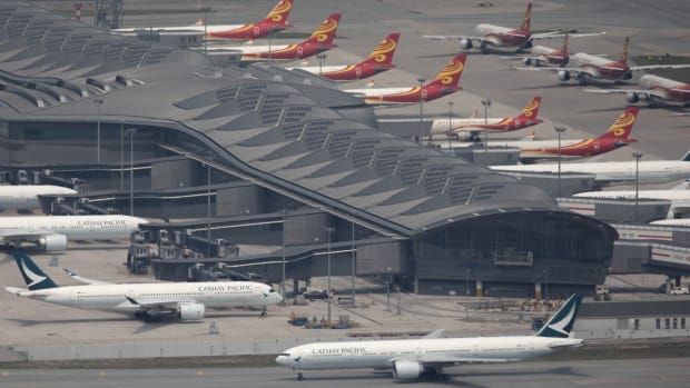 Airplanes grounded at Hong Kong International Airport amid Covid-19 flight suspensions. Photo: Robert Ng