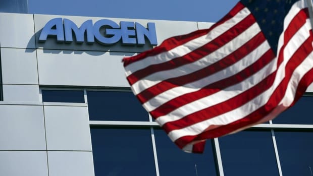 An Amgen sign is seen at the company's office in South San Francisco, California. Photo: Reuters