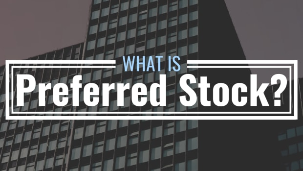 Darkened photo of a tall office building with text overlay that reads "What Is Preferred Stock?"