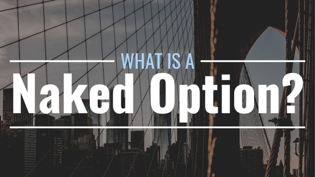 Darkened photo of bridge and skyline in New York with text overlay that reads "What Is a Naked Option?"
