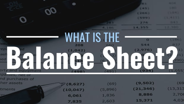Photo of a calculator atop a sheet of financial information with text overlay that reads "What Is the Balance Sheet?"