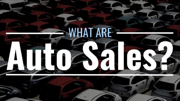 Photo of new cars parked together with text overlay that reads "What Are Auto Sales?"