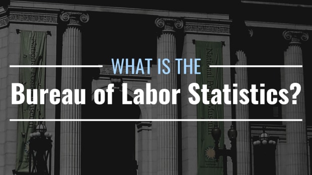 Darkened photo of the Postal Square Building, where the BLS is headquartered, with text overlay that reads "What Is the Bureau of Labor Statistics?"