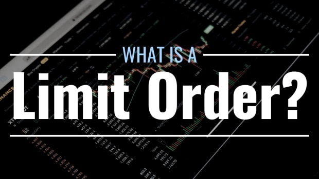 Darkened photo of the screen of a trading app on a tablet with text overlay that reads "What Is a Limit Order?"