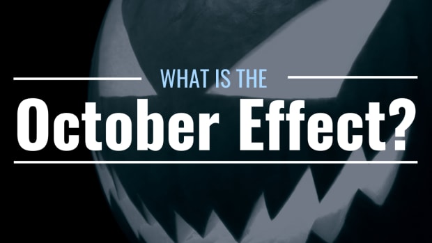 Evil jack-o-lantern with text overlay: "What Is the October Effect?"