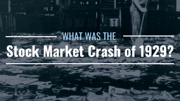 Original title Schoonmaker veegt de vloer na de beurskrach van 1929 / Cleaner sweeping the floor after the Wall Street crash, 1929; text overlay: "What Was the Stock Market Crash of 1929?"