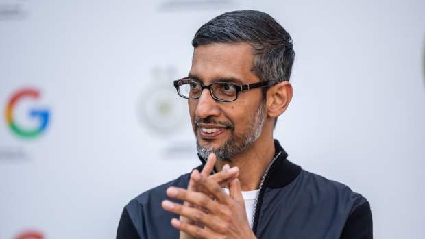 BERLIN, GERMANY - MAY 25: Sundar Pichai, CEO Google and Alphabet attends  the Germany Women and Google Partnership event at Google office on May 25, 2023 in Berlin, Germany. (Photo by Boris Streubel/Getty Images for DFB)