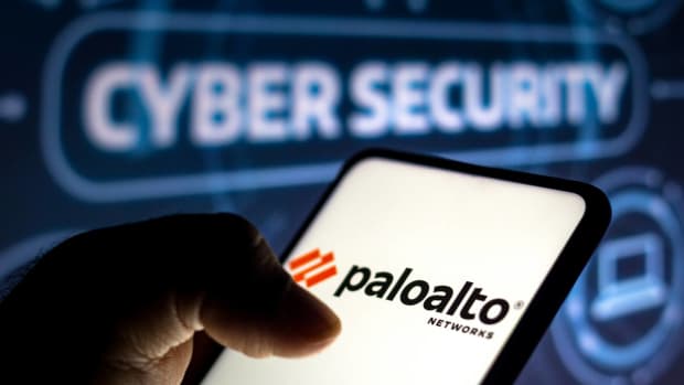 A mobile-phone user calls up Palo Alto Networks on the screen.
