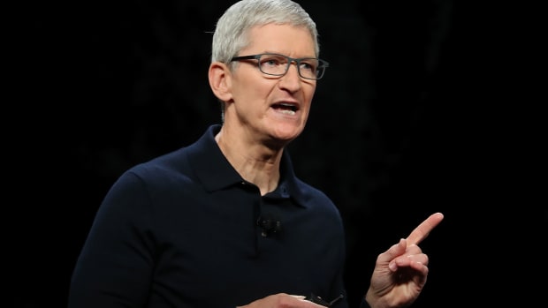 SAN JOSE, CA - JUNE 04:  Apple CEO Tim Cook speaks during the 2018 Apple Worldwide Developer Conference (WWDC) at the San Jose Convention Center on June 4, 2018 in San Jose, California. The WWDC runs through June 8.  (Photo by Justin Sullivan/Getty Images)