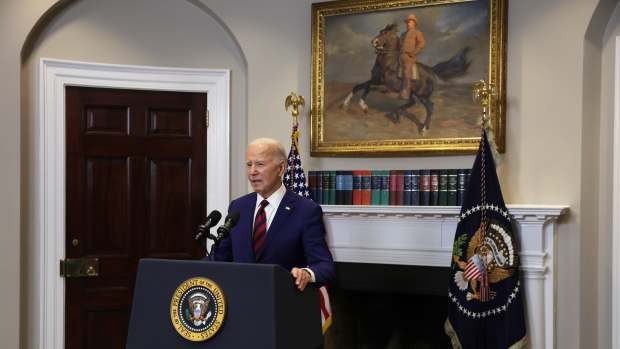 WASHINGTON, DC - MARCH 26: U.S. President Joe Biden delivers remarks on the collapse of Francis Scott Key Bridge in Baltimore, Maryland, in the Roosevelt Room of the White House on March 26, 2024 in Washington, DC. The bridge collapsed after its support column was hit by a container ship overnight. According to reports, rescuers are still searching for multiple people, while two survivors have been pulled from the Patapsco River. (Photo by Alex Wong/Getty Images)