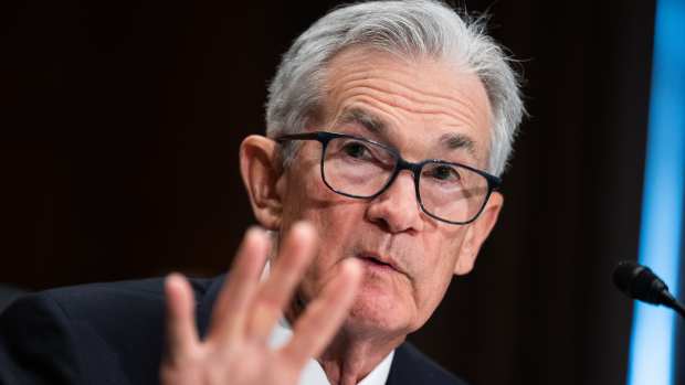 UNITED STATES - MARCH 7: Federal Reserve Chairman Jerome Powell testifies during the Senate Banking, Housing and Urban Affairs Committee hearing titled "The Semiannual Monetary Policy Report to the Congress," in Dirksen Building on Thursday, March 7, 2024. (Tom Williams/CQ-Roll Call, Inc via Getty Images)