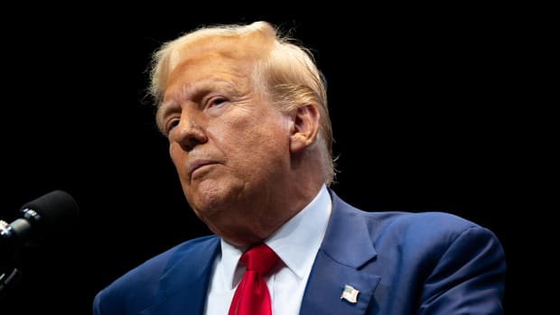 SAVANNAH, GEORGIA - SEPTEMBER 24: Republican Presidential candidate former U.S. President Donald Trump speaks to attendees during a campaign rally at the Johnny Mercer Theatre on September 24, 2024 in Savannah, Georgia. The former president spoke to attendees on various plans including the tax code, U.S. manufacturing, and future economic opportunities if reelected for a second term. Trump continues campaigning around the country ahead of the November 6 presidential election.  (Photo by Brandon Bell/Getty Images)