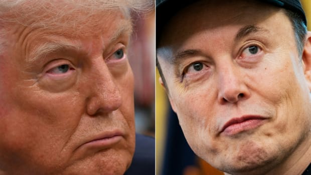 (COMBO) This combination of pictures created on June 5, 2025 shows US President Donald Trump in the Oval Office of the White House, in Washington, DC, on May 5, 2025 and Elon Musk in the Oval Office of the White House in Washington, DC, on May 30, 2025. President Donald Trump said on June 5, 2025, that he asked "crazy" Elon Musk to leave his administration and threatened to take away the tech tycoon's government contracts, as a growing row over the US president's budget bill triggered a bitter public divorce with his top donor. (Photo by Alex Wroblewski and Allison ROBBERT / AFP) (Photo by ALEX WROBLEWSKI,ALLISON ROBBERT/AFP via Getty Images)          