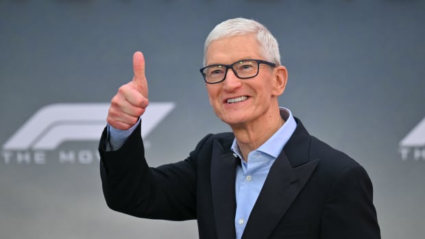 Apple CEO Tim Cook attends the world premiere of "F1" at Times Square in New York on June 16, 2025. (Photo by ANGELA WEISS / AFP) (Photo by ANGELA WEISS/AFP via Getty Images)          