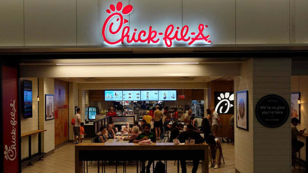 People inside a Chick-fil-A restaurant. lead.
