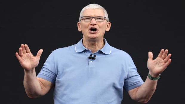 Apple CEO Tim Cook speaks before the start of the Apple Worldwide Developers Conference at its headquarters.