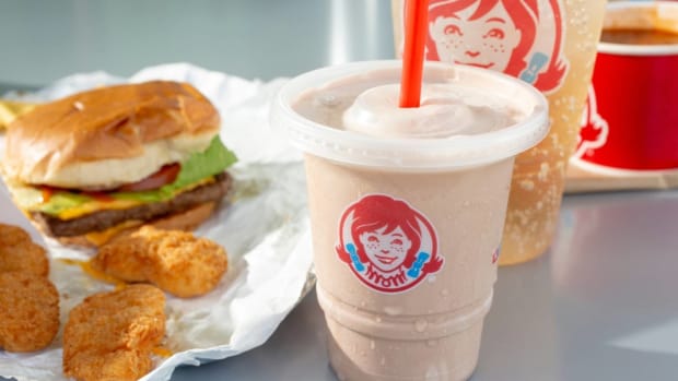 A Wendy's burger, nuggets, and Frosty. lead.