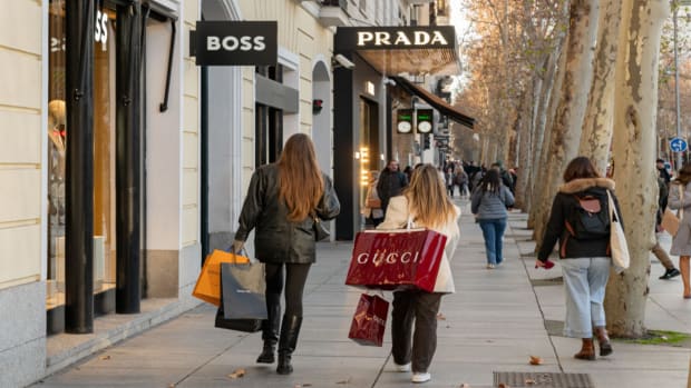 Shoppers on a luxury retail street in the high-end Salamanca district in Madrid, Spain. lead.
