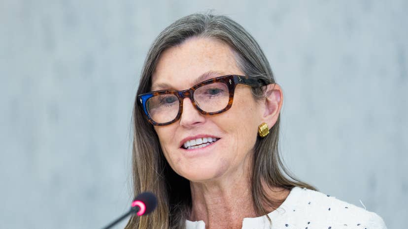 Cathie Wood, chief executive officer of Ark Investment Management LLC, during the Federal Reserve's Payments Innovation Conference in Washington, DC, US, on Tuesday, Oct. 21, 2025. The conference brings together industry experts to share perspectives on the evolving landscape of money and payments. Photographer: Aaron Schwartz/Bloomberg via Getty Images