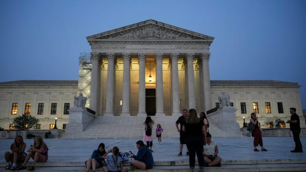 WASHINGTON, DC - JUNE 28: The U.S. Supreme Court is shown at dusk on June 28, 2023 in Washington, DC. The high court is expected to release more opinions tomorrow ahead of its summer recess, with cases involving affirmative action and student loan debt relief still to be decided.  (Photo by Drew Angerer/Getty Images)