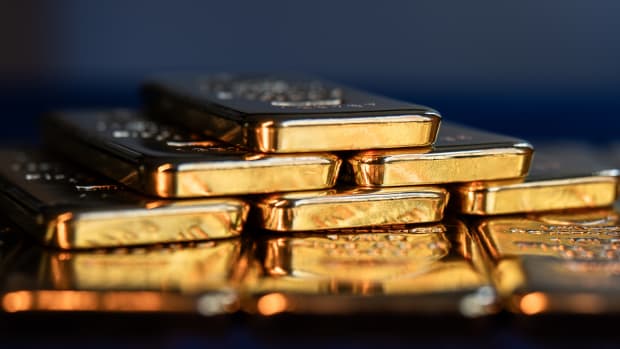 A selection of one kilogram gold bars at Conclude Zrt bullion dealer arranged in Budapest, Hungary, on Monday, Feb. 17, 2025. Gold advanced, following its biggest one-day decline in two months, on nervousness over President Donald Trump's latest trade threats. Photographer: Akos Stiller/Bloomberg via Getty Images