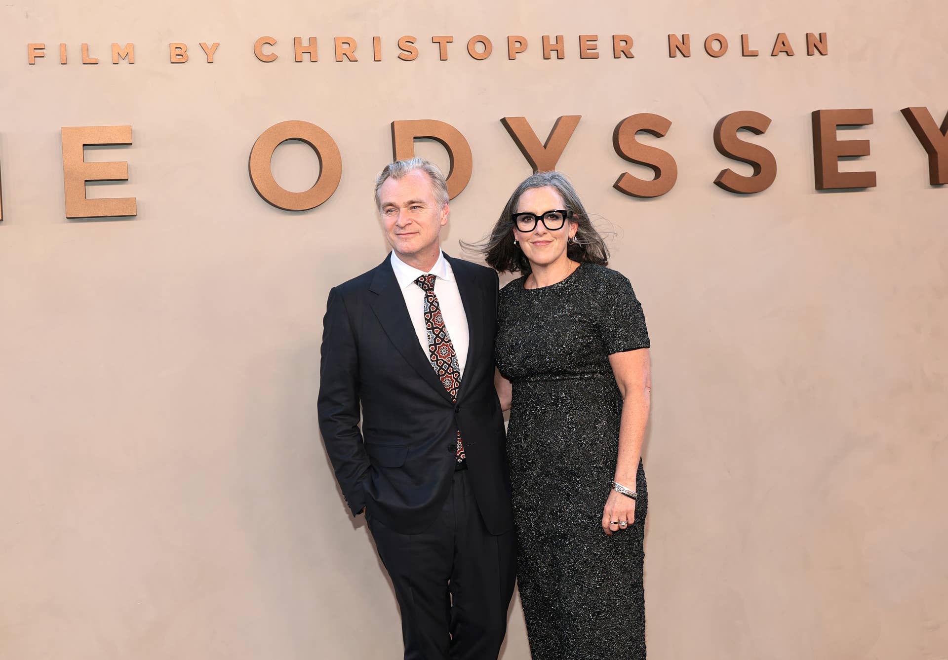 Christopher Nolan and Emma Thomas attend the premiere of "The Odyssey" presented by Universal Pictures on July 14, 2026 in New York City.