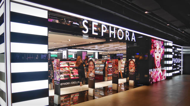 The entrance to a Sephora store. lead.