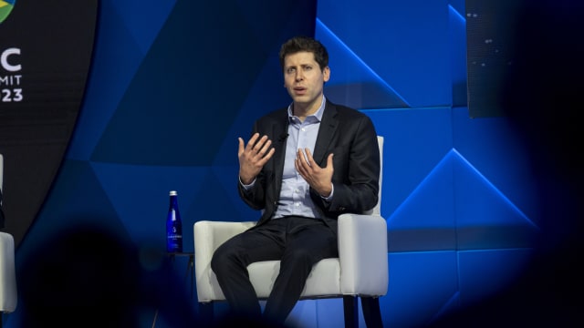Sam Altman, chief executive officer of OpenAI, during the Asia-Pacific Economic Cooperation (APEC) CEO Summit in San Francisco on Nov. 16, 2023. Photographer: David Paul Morris/Bloomberg via Getty Images