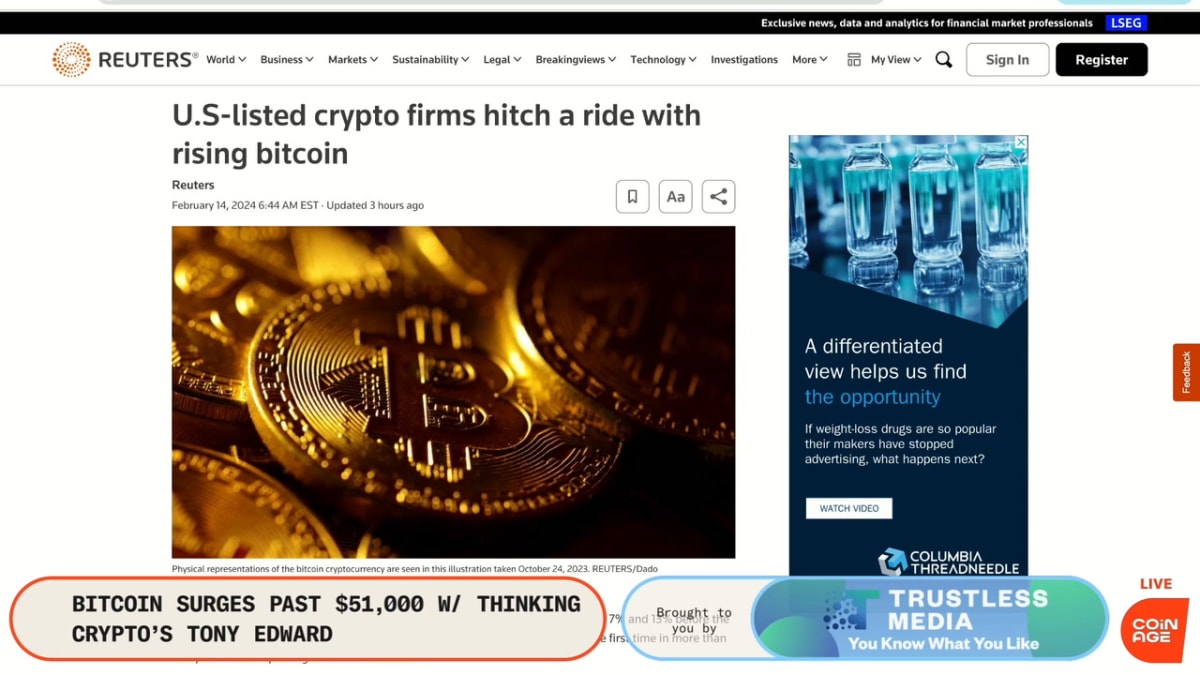 Crypto stocks see gains as bitcoin passes $1 trillion