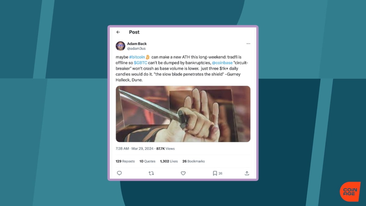 Adam Back says bitcoin can hit all-time high price this weekend