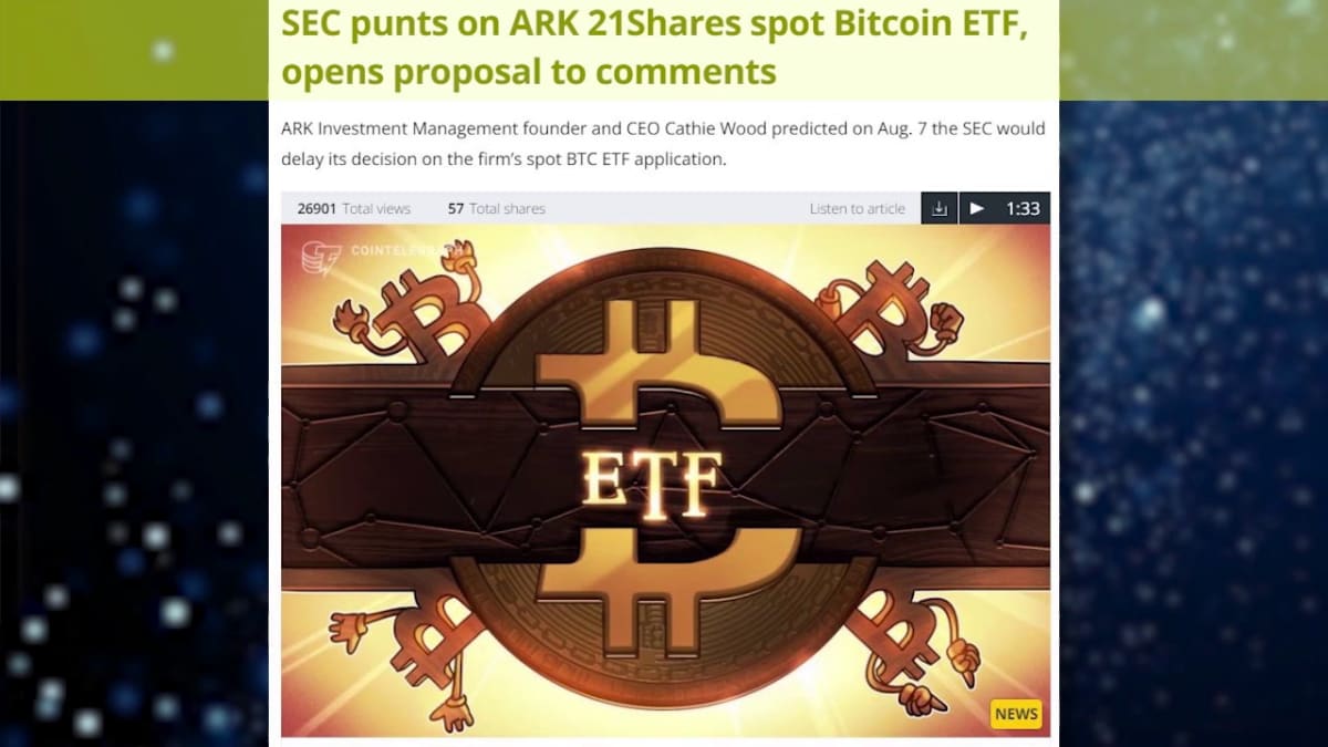 What the SEC delay on ARK bitcoin ETF decision means for the crypto market