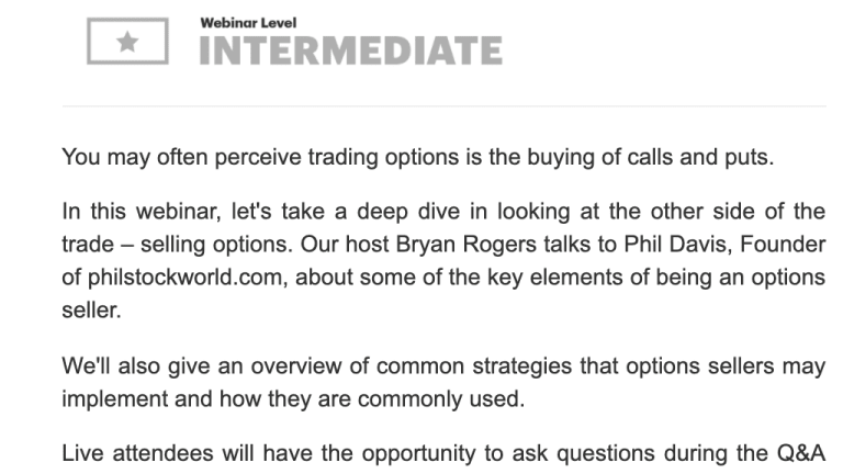Live Webinar with Phil on Option Strategies