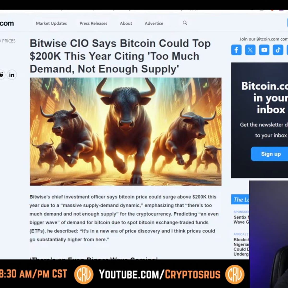 Bitcoin price can top $200,000 this year, Bitwise CIO says