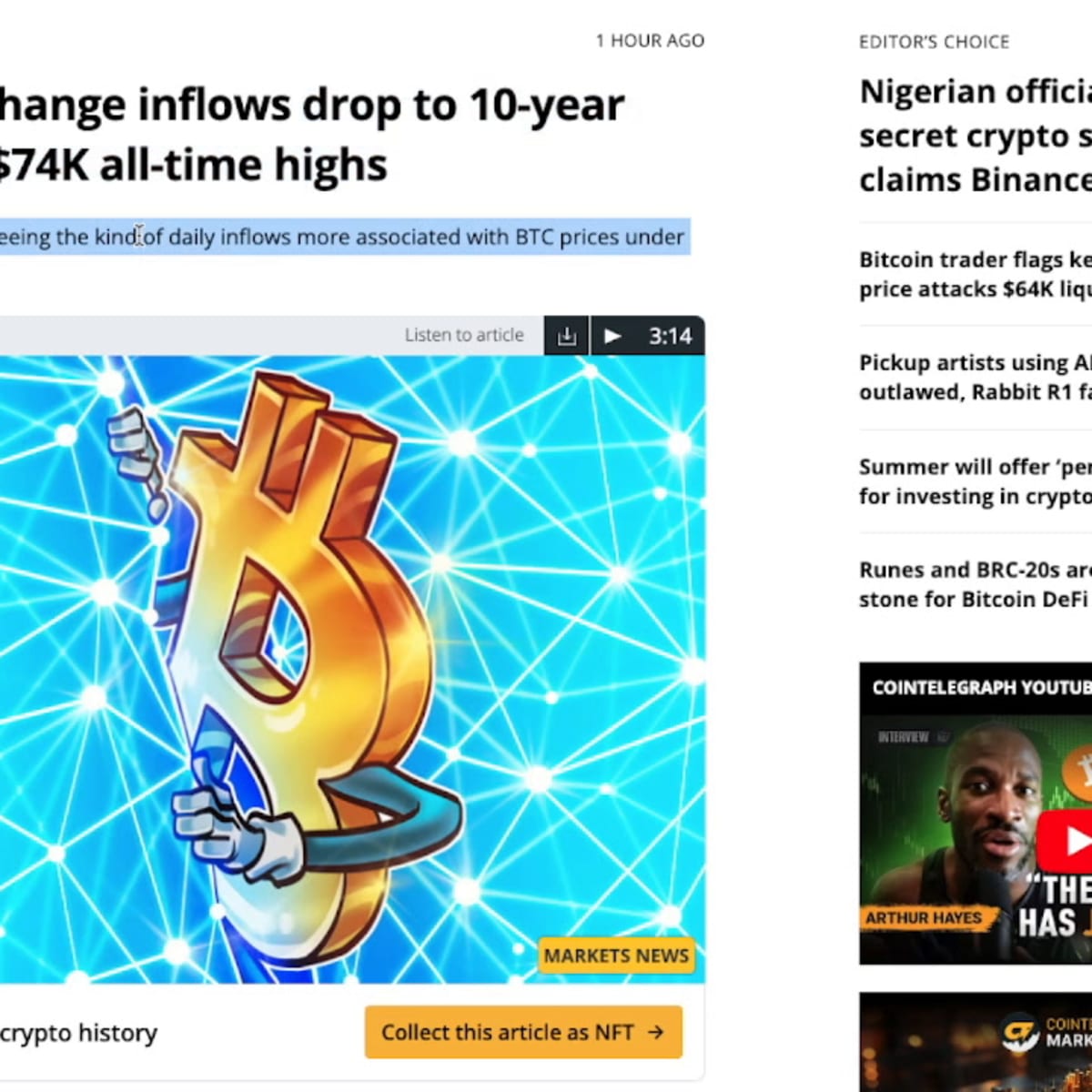 Key bitcoin metric hits decade low after price record, hinting at momentum