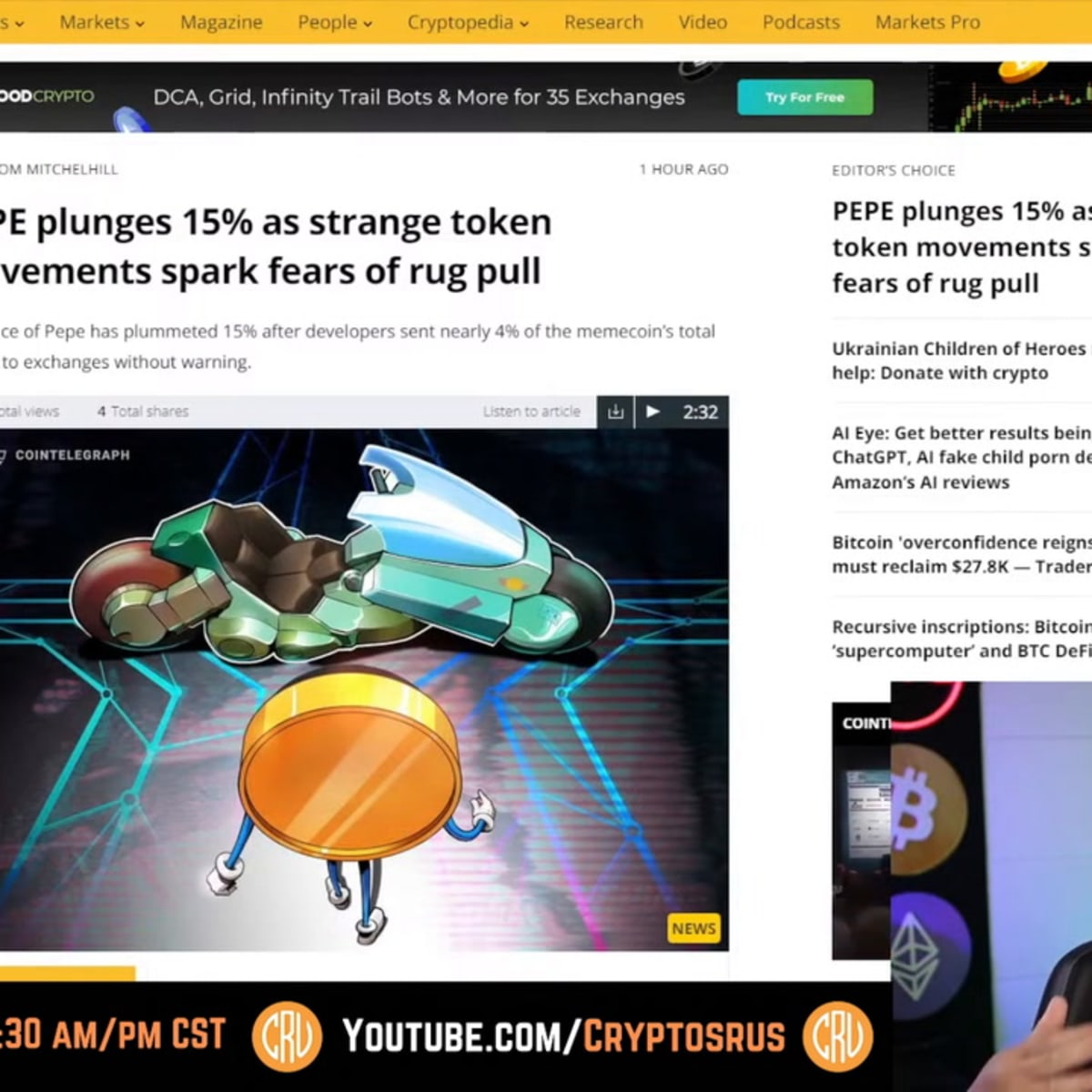 PEPE price tanks as developers move to dump the crypto token