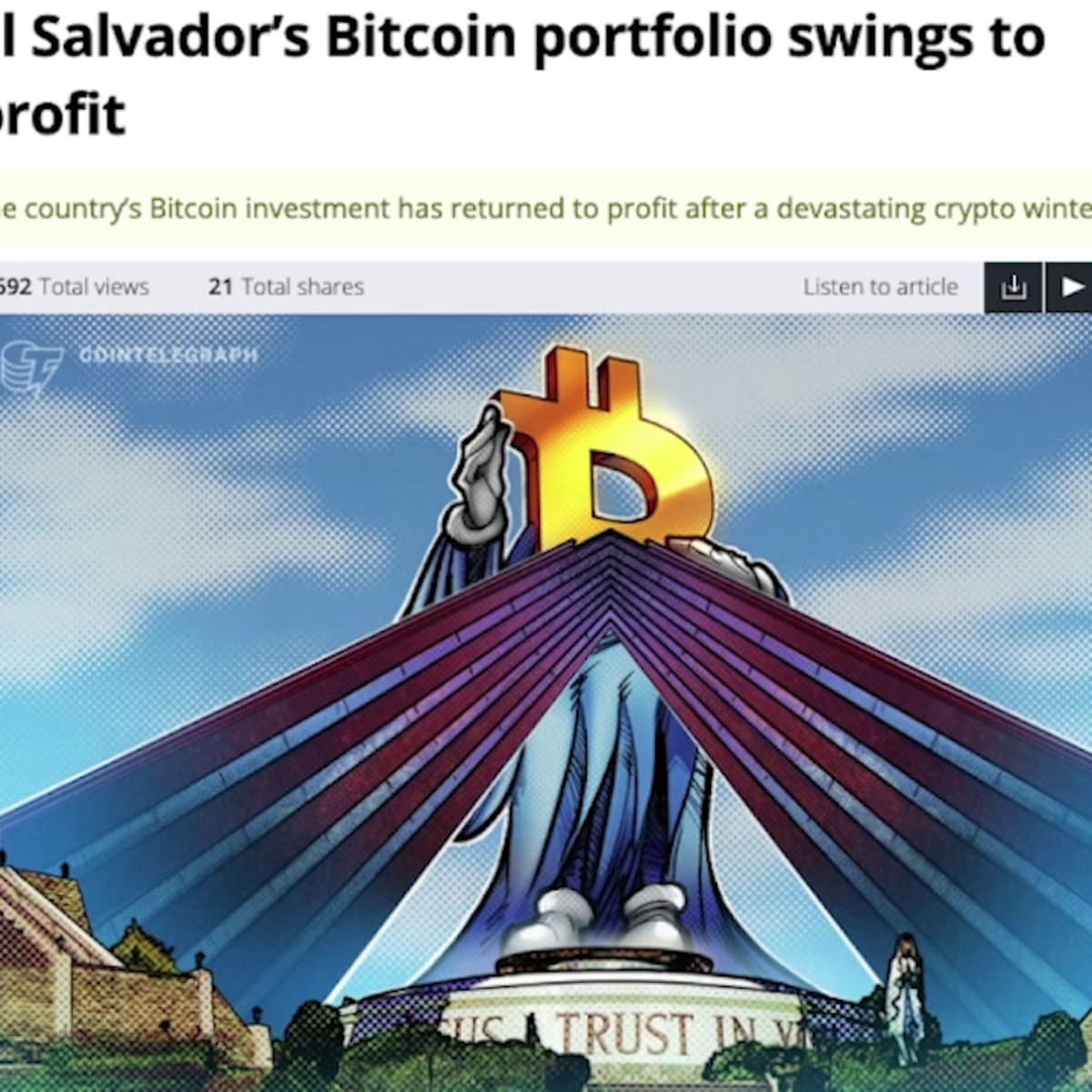 El Salvador Bitcoin Portfolio Swings To Profit