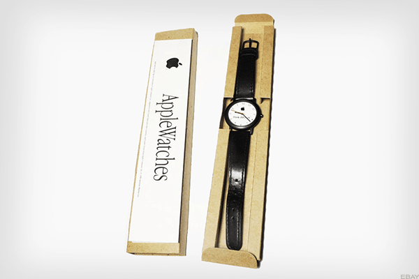 Before the Apple Watch, there was this product from AppleWatches, which is a smartwatch only in the sense that it tells time. It does look cool, though, with a leather band and the '90s Apple slogan "Think Different" featured in the center. It is currently selling on eBay for $425.