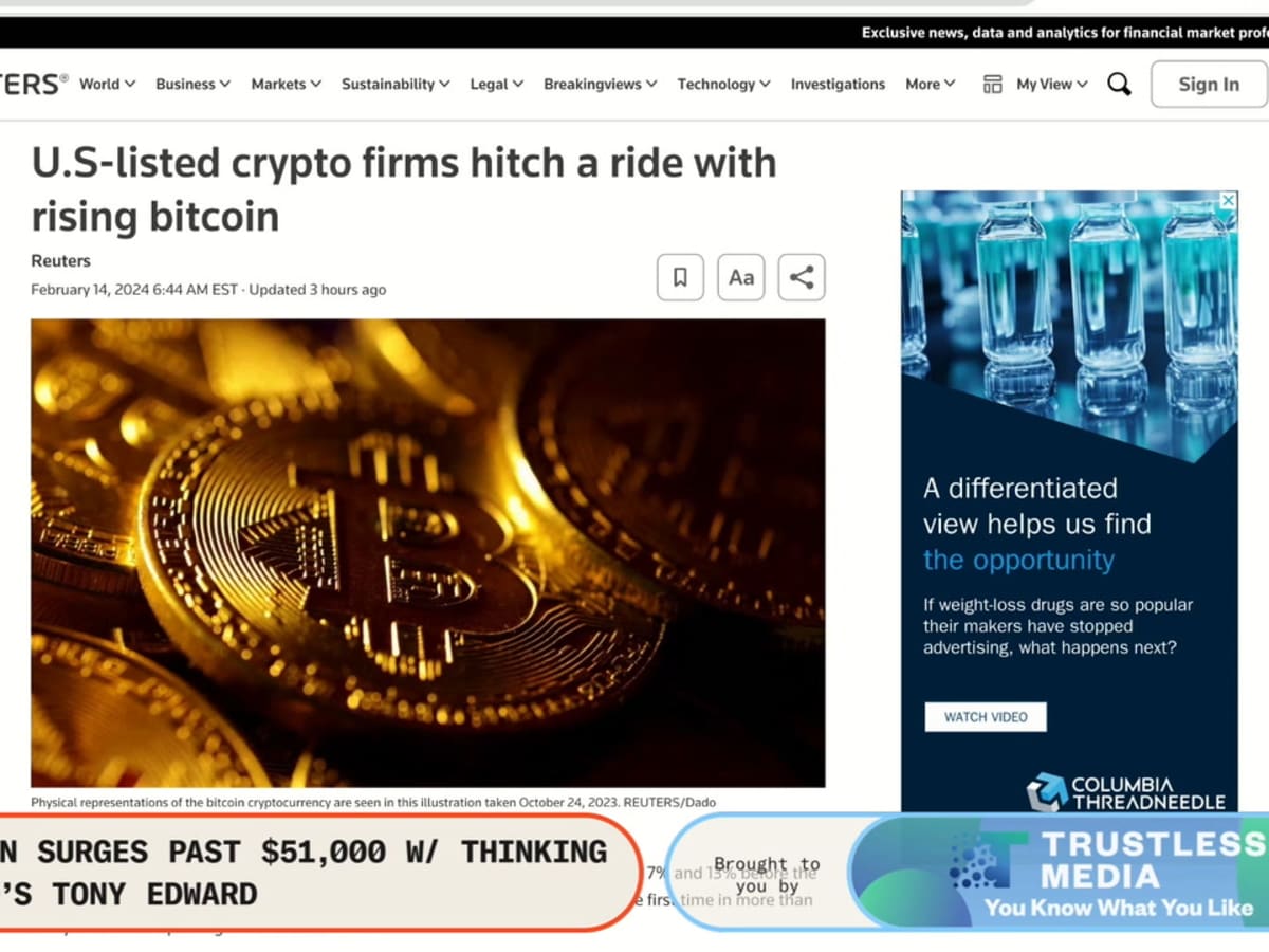 Crypto stocks see gains as bitcoin passes $1 trillion