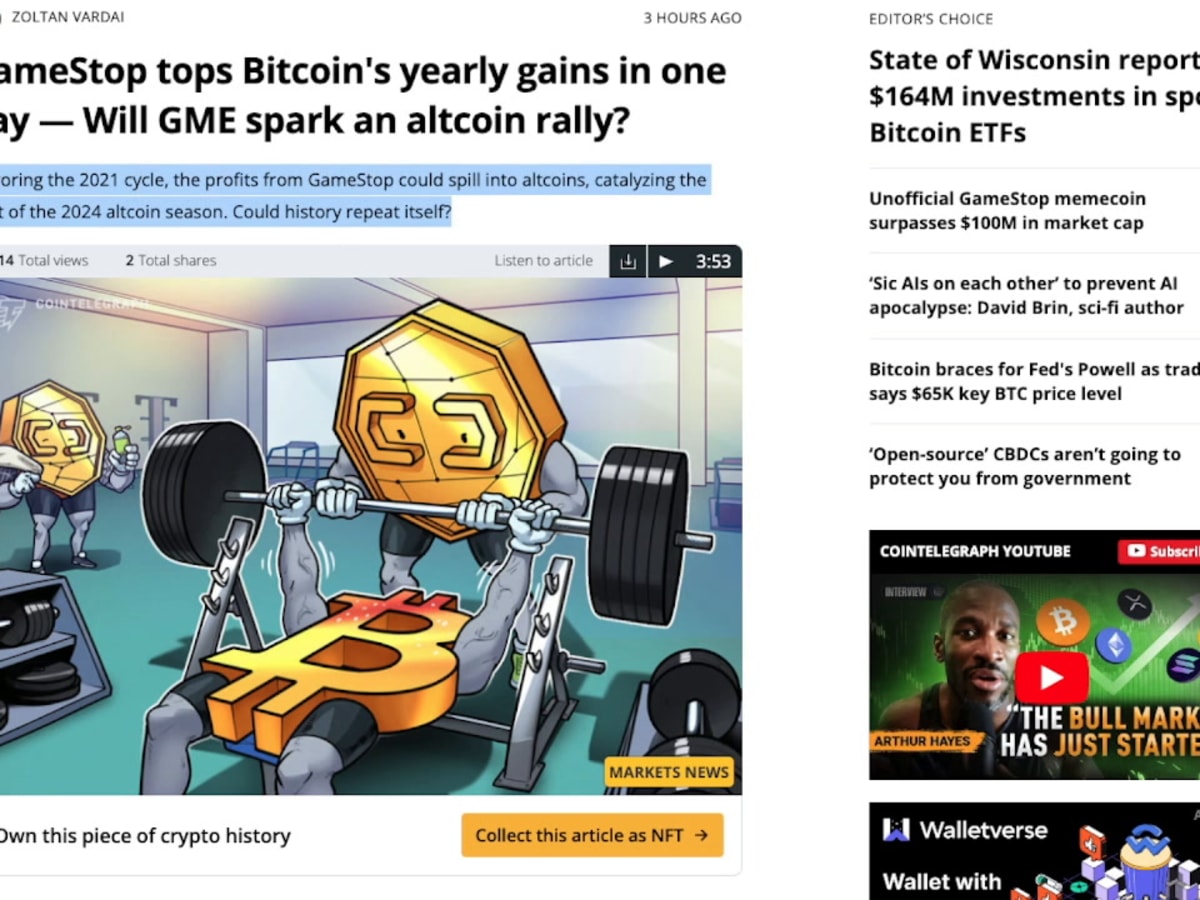 ‘Absolutely crazy’ GameStop rally can spill into crypto prices, per analyst