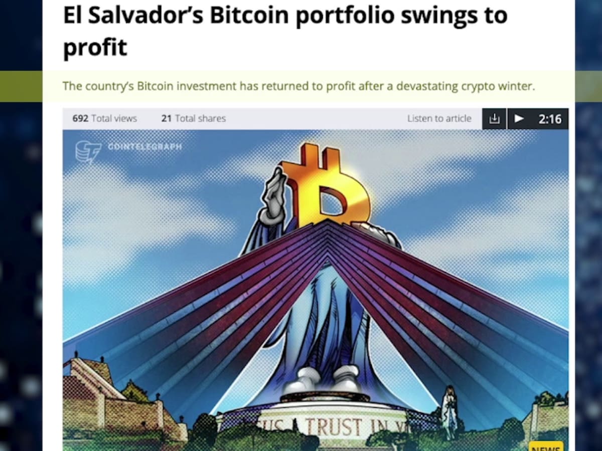 El Salvador Bitcoin Portfolio Swings To Profit