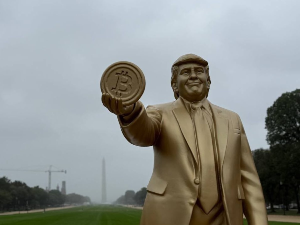 Someone just unveiled Trump holding Bitcoin statue outside US Capitol -  TheStreet Crypto: Bitcoin and cryptocurrency news, advice, analysis and more