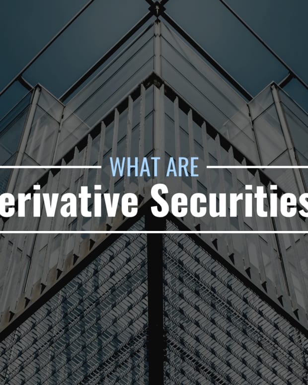 Darkened photo of a kind of modern-looking building with text overlay that reads "What Are Derivative Securities?"