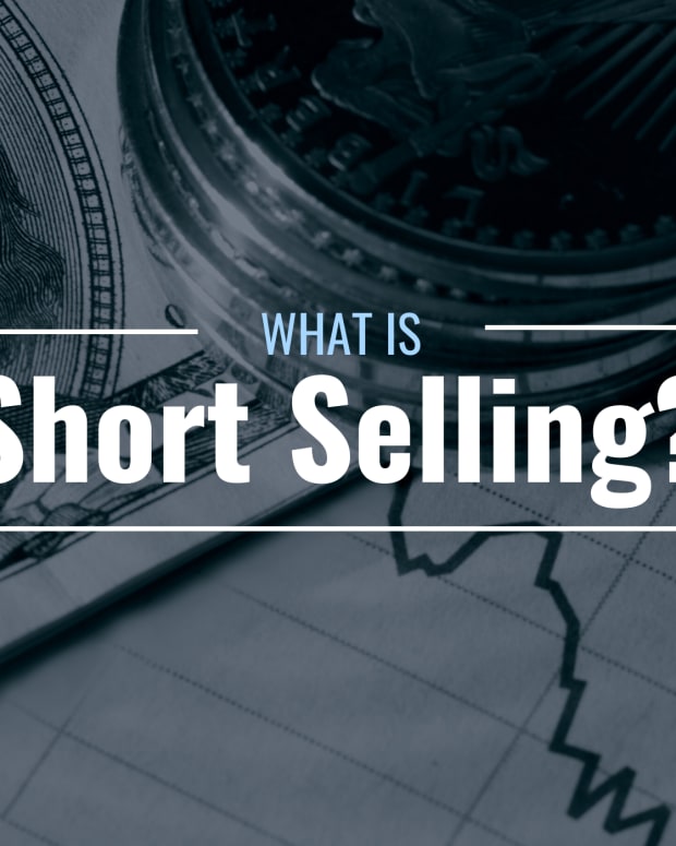 Image of money and a stock chart with text overlay: "What Is Short Selling?"